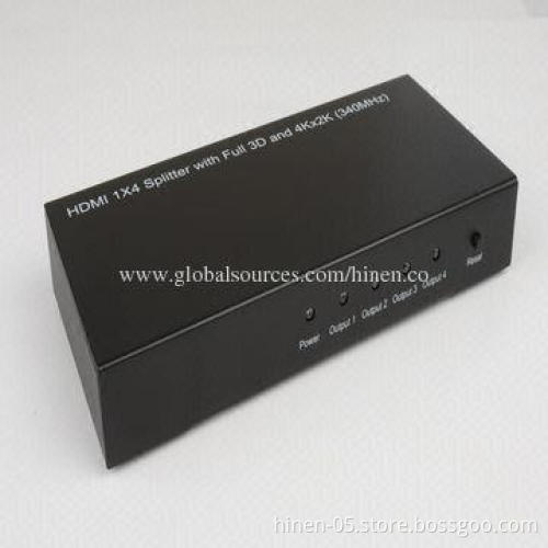 HDMI 1X4 Splitter with Full 3D and 4Kx2K (340MHz), Supports 1,080P Highest Video Resolution